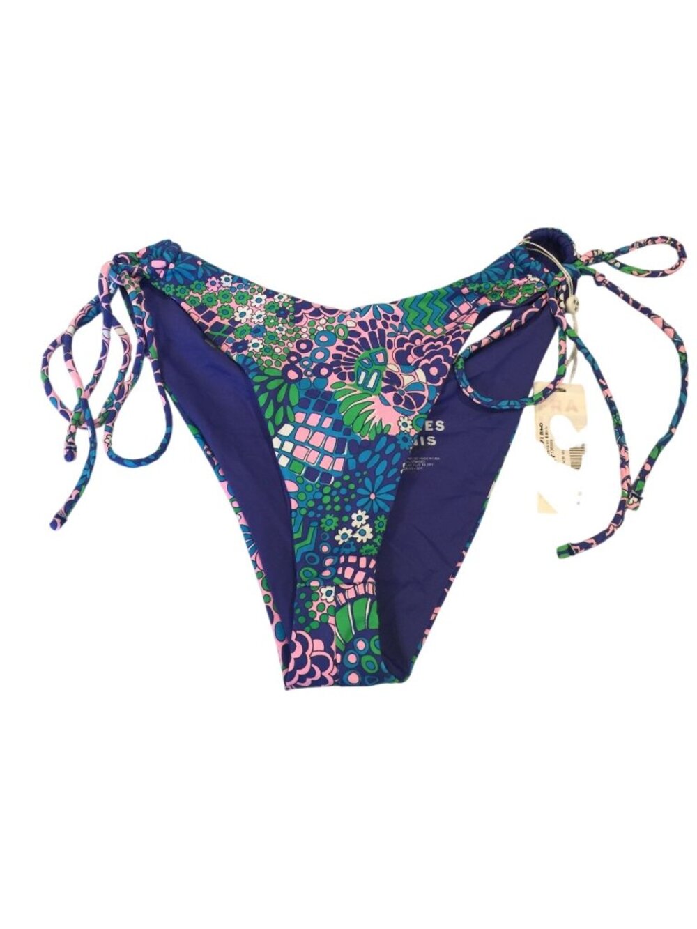 Frankies Bikinis Ladies Large Goodvibes Bikini Bottom Tie Sides Pink Teal Green